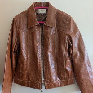 NWOT Wilson's Leather Brown Leather Jacket (Biker Length), Sz XL